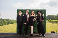 a group of people posing for a photo